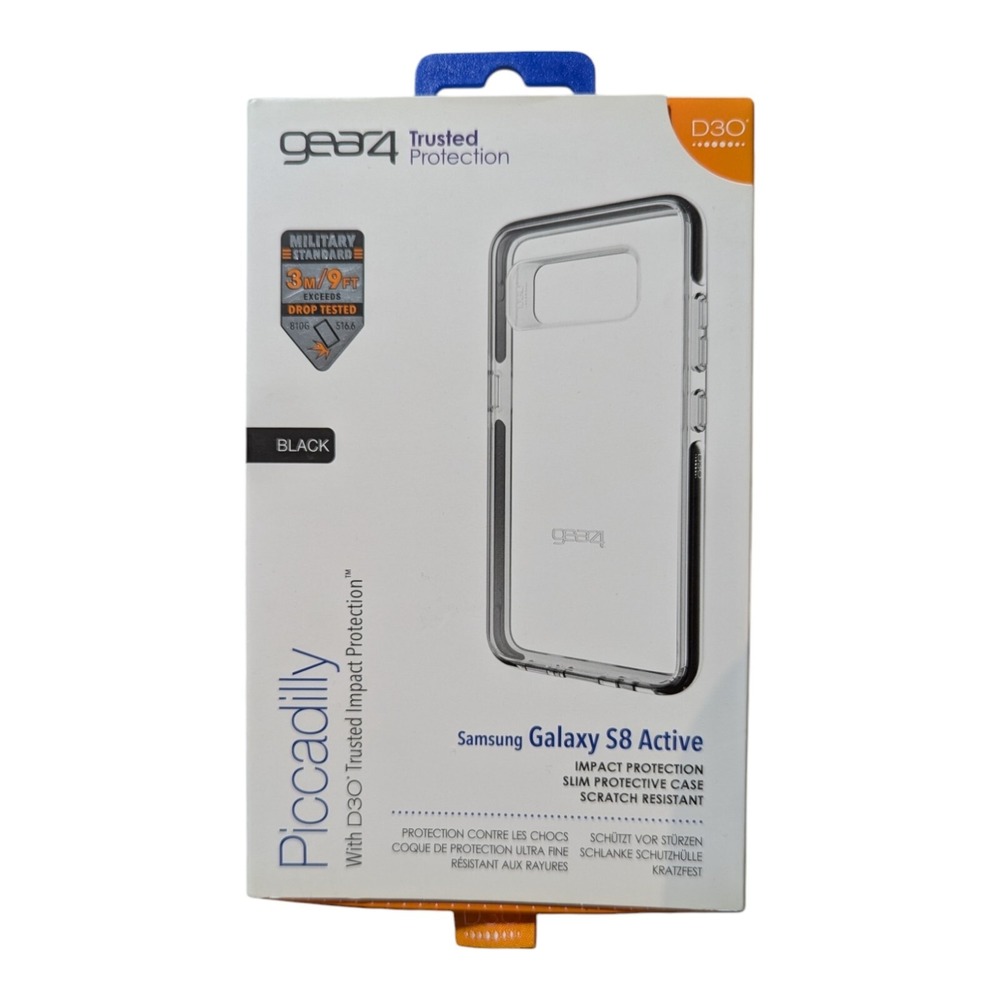 Q6. Gear4‎ Piccadilly Case For Samsung Galaxy S8 Active - Clear/Black Bumper